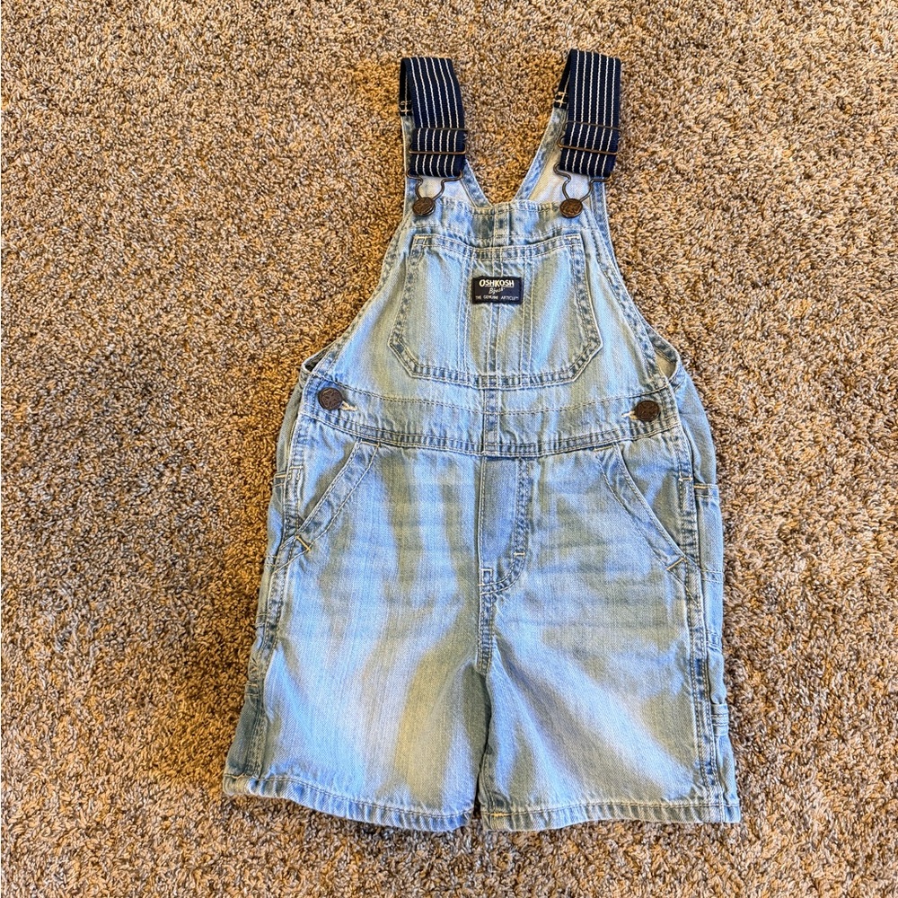 OshKosh B'gosh Light Denim Shortalls with Navy Striped Straps